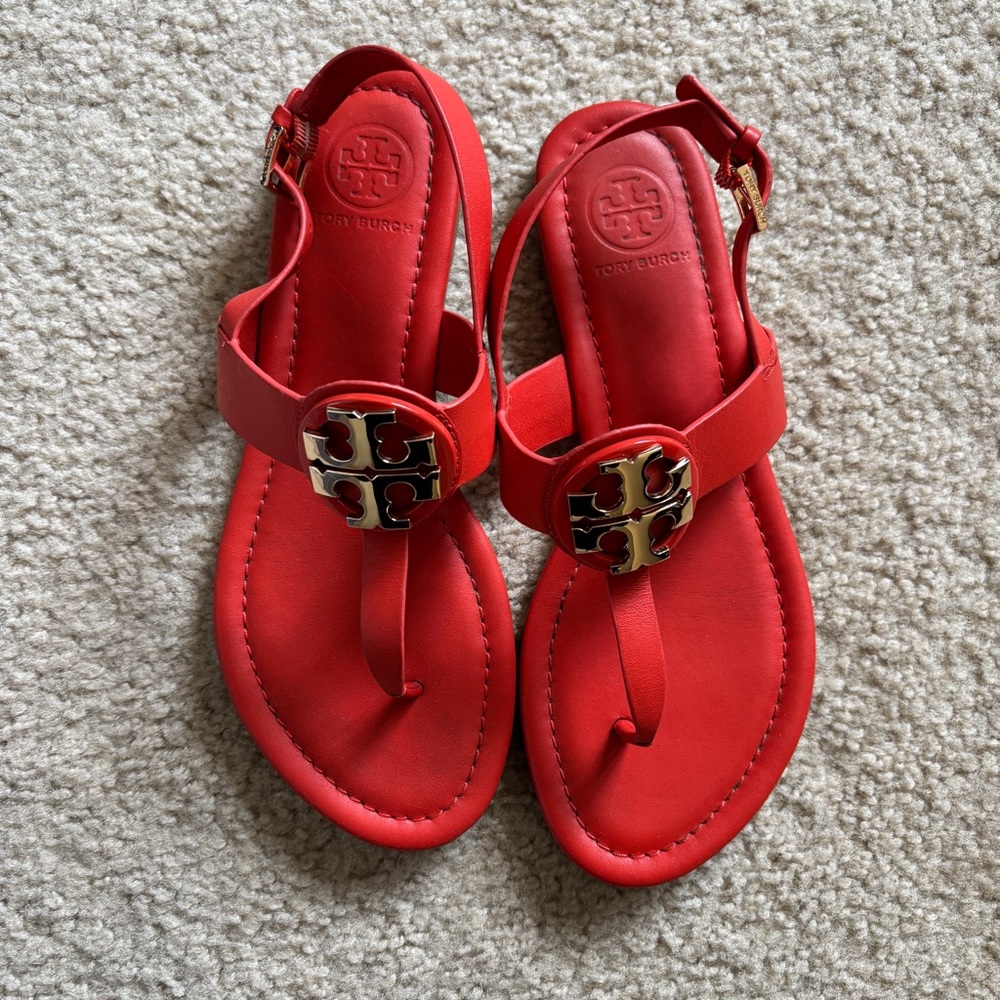 Tory Burch Bryce Red Leather Sandals